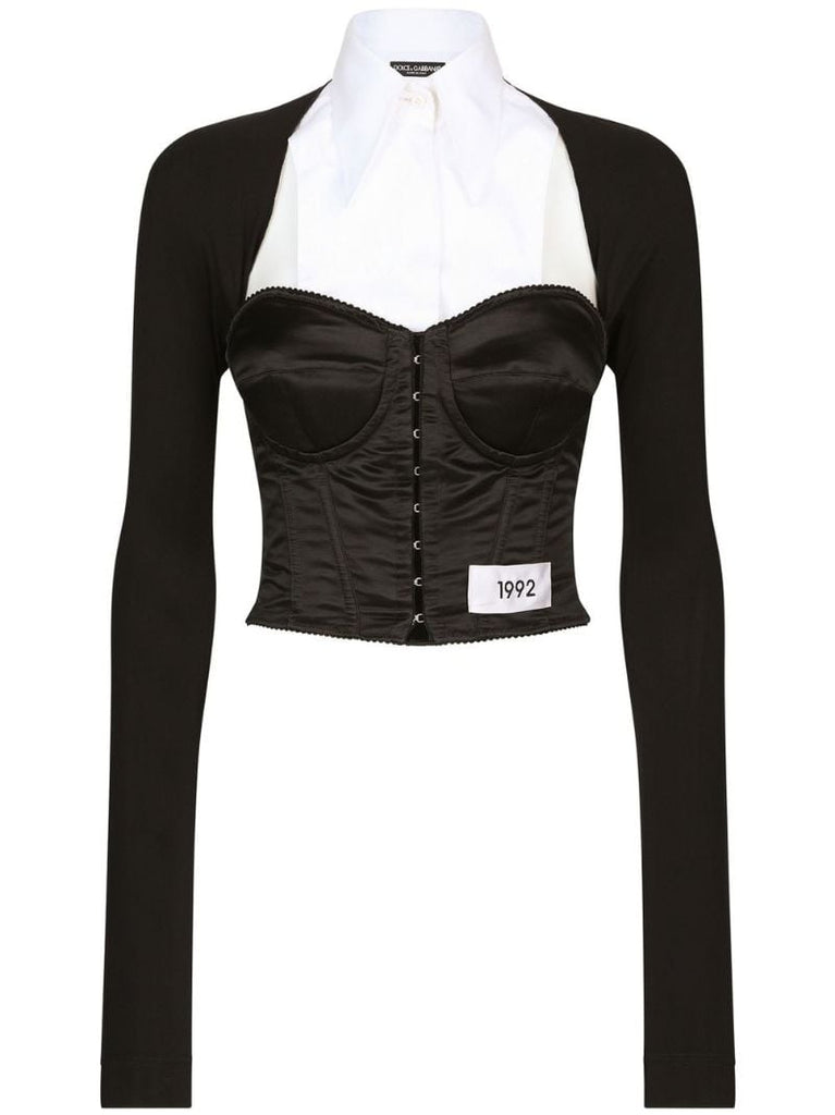 Black Layered-shirt Corset Top