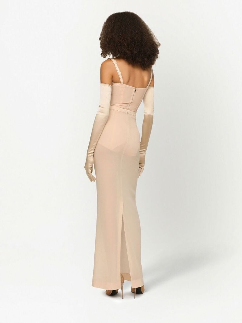 Neutral Lace-trim Semi-sheer Bodysuit