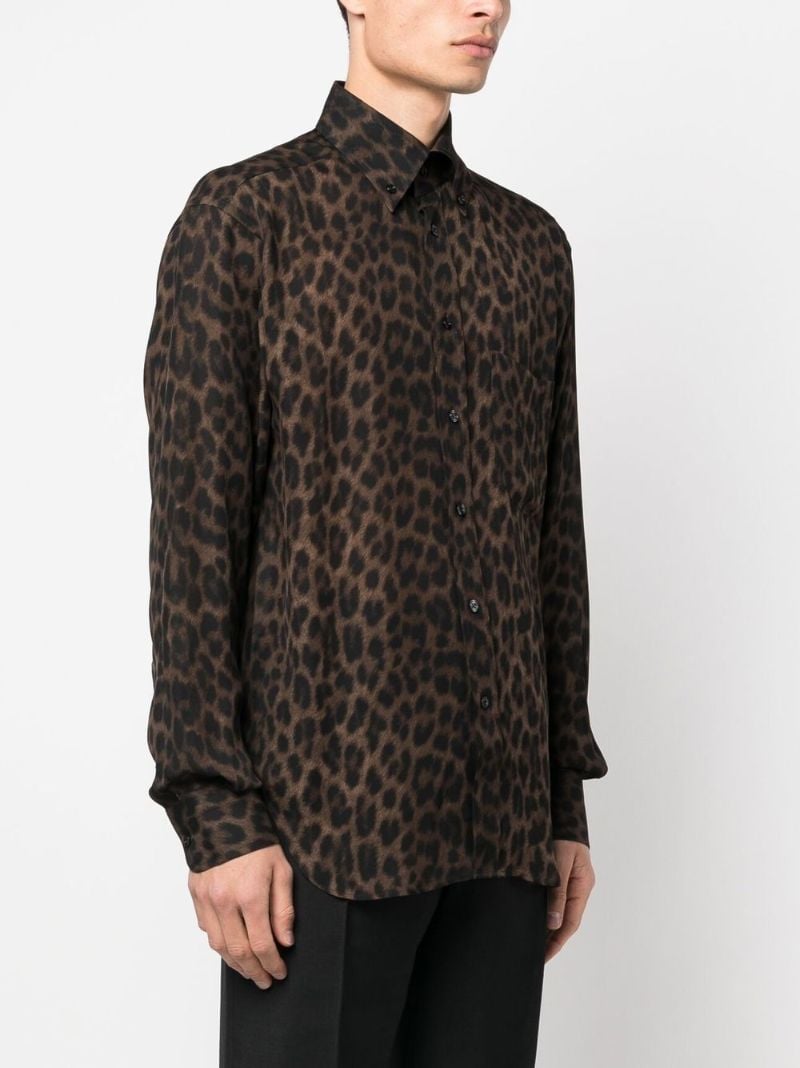 Brown Leopard Print Silk Shirt