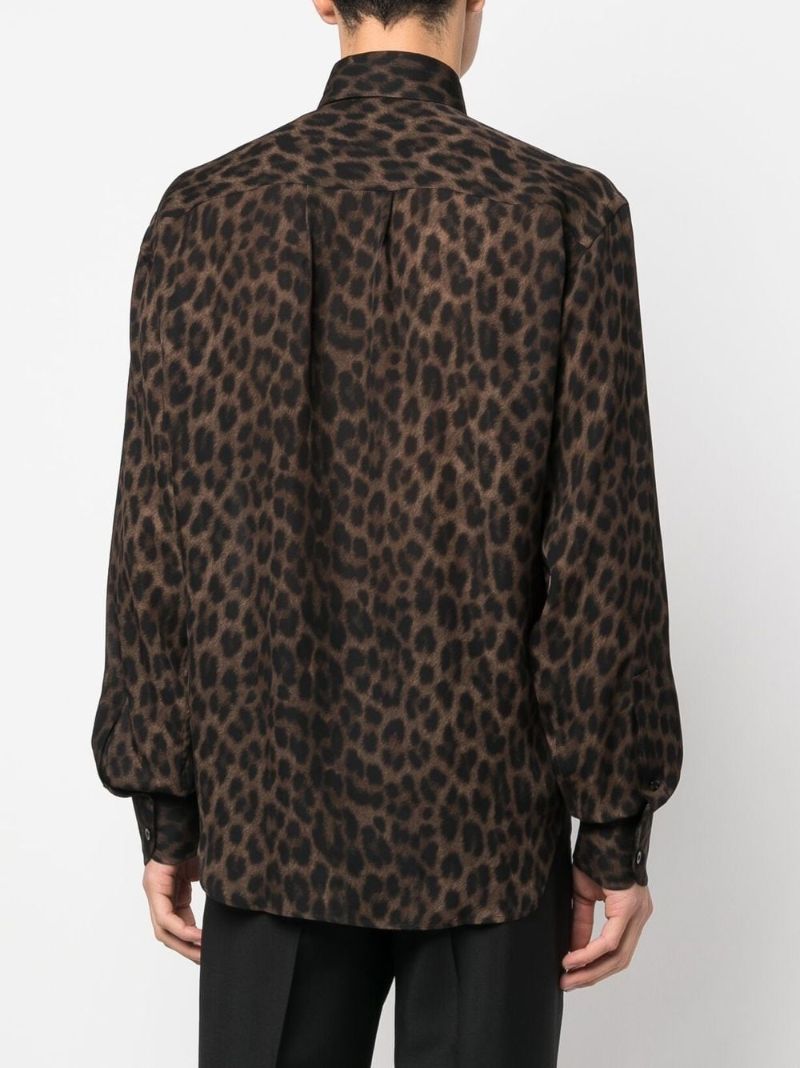 Brown Leopard Print Silk Shirt