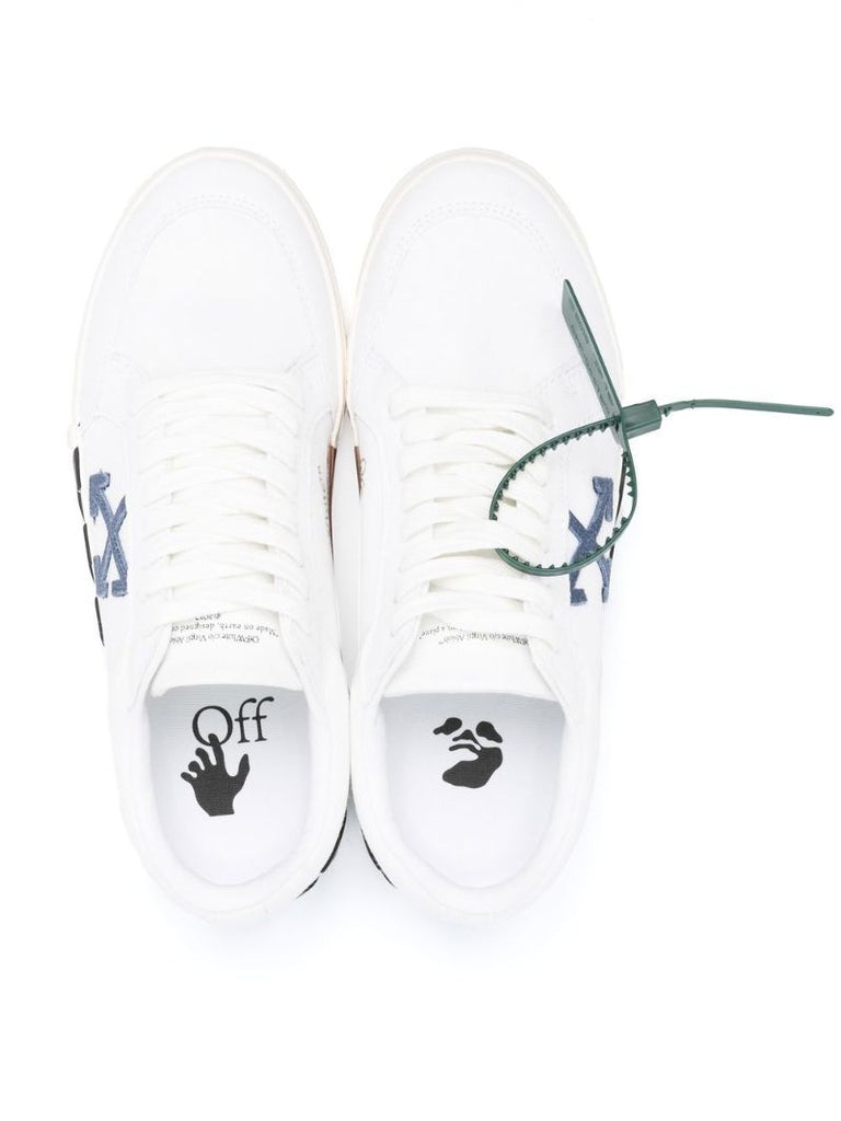 White Vulcanized Leather Sneakers