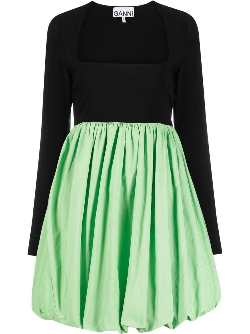 Black Two-tone Puffball Mini Dress