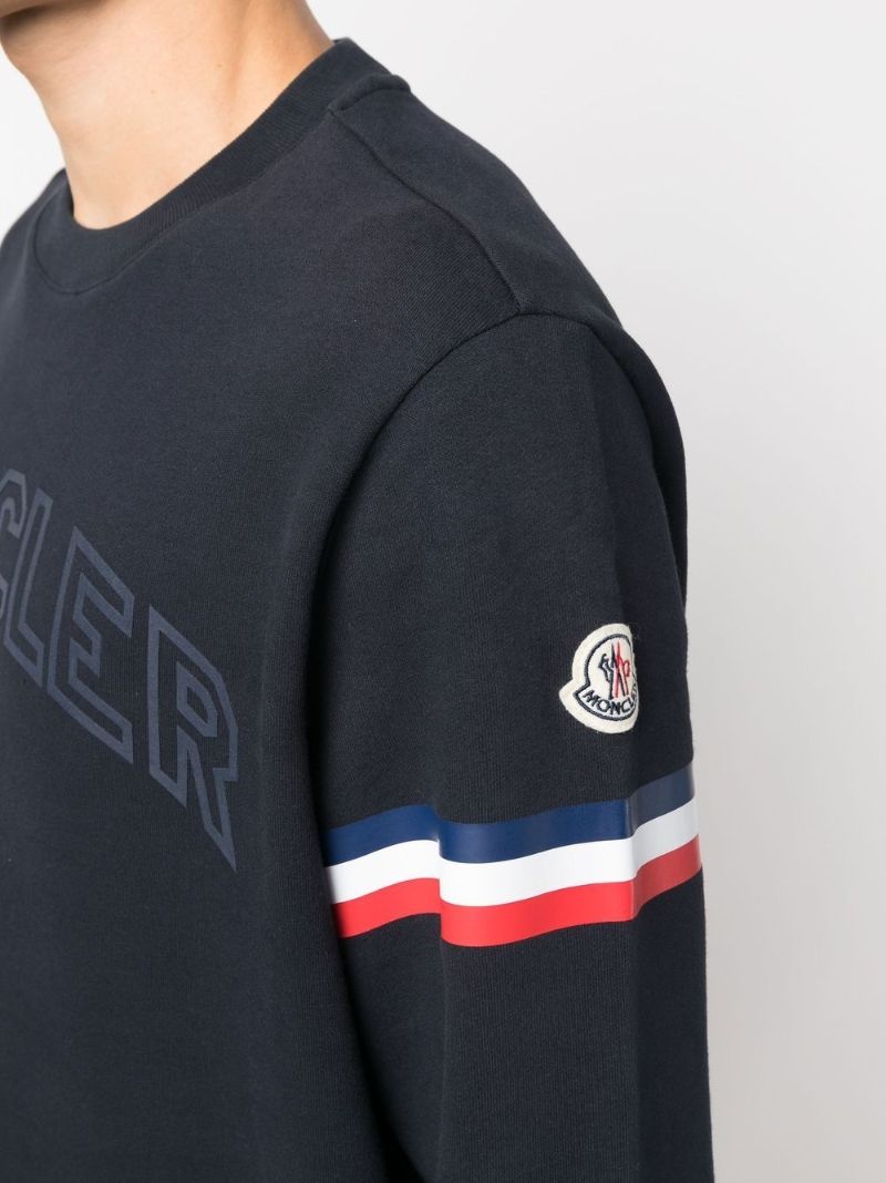 Blue Logo Print Stripe Sweatshirt
