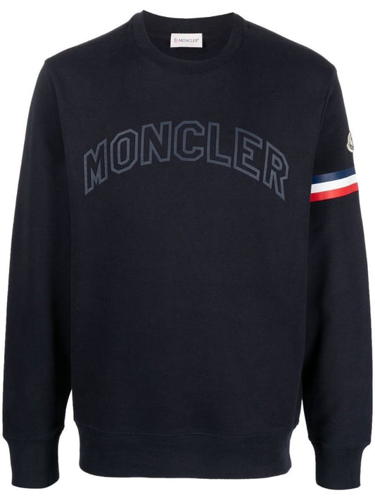 Blue Logo Print Stripe Sweatshirt