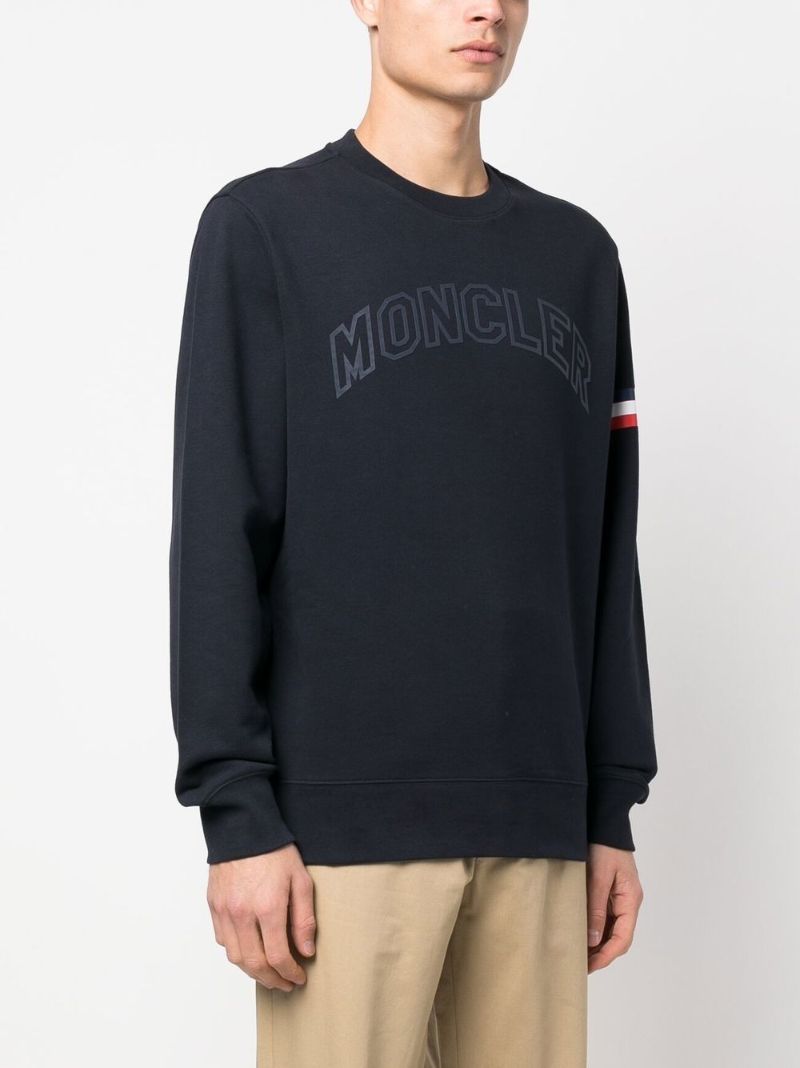Blue Logo Print Stripe Sweatshirt