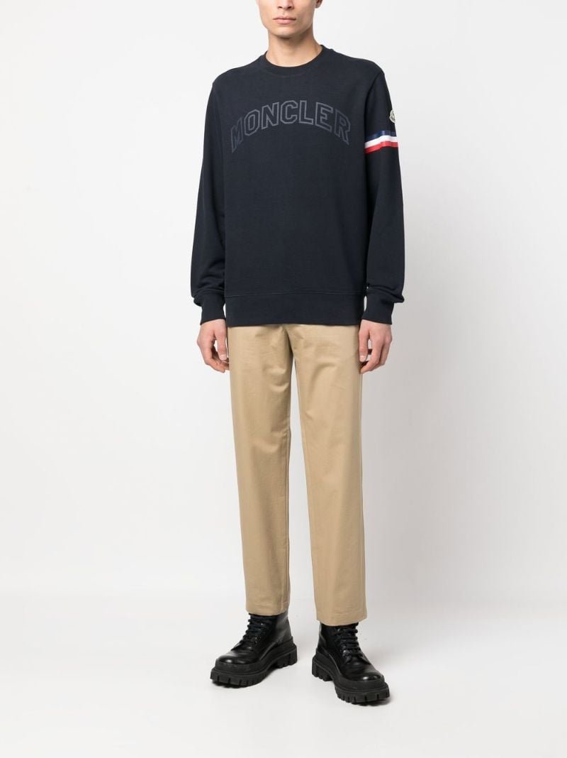 Blue Logo Print Stripe Sweatshirt