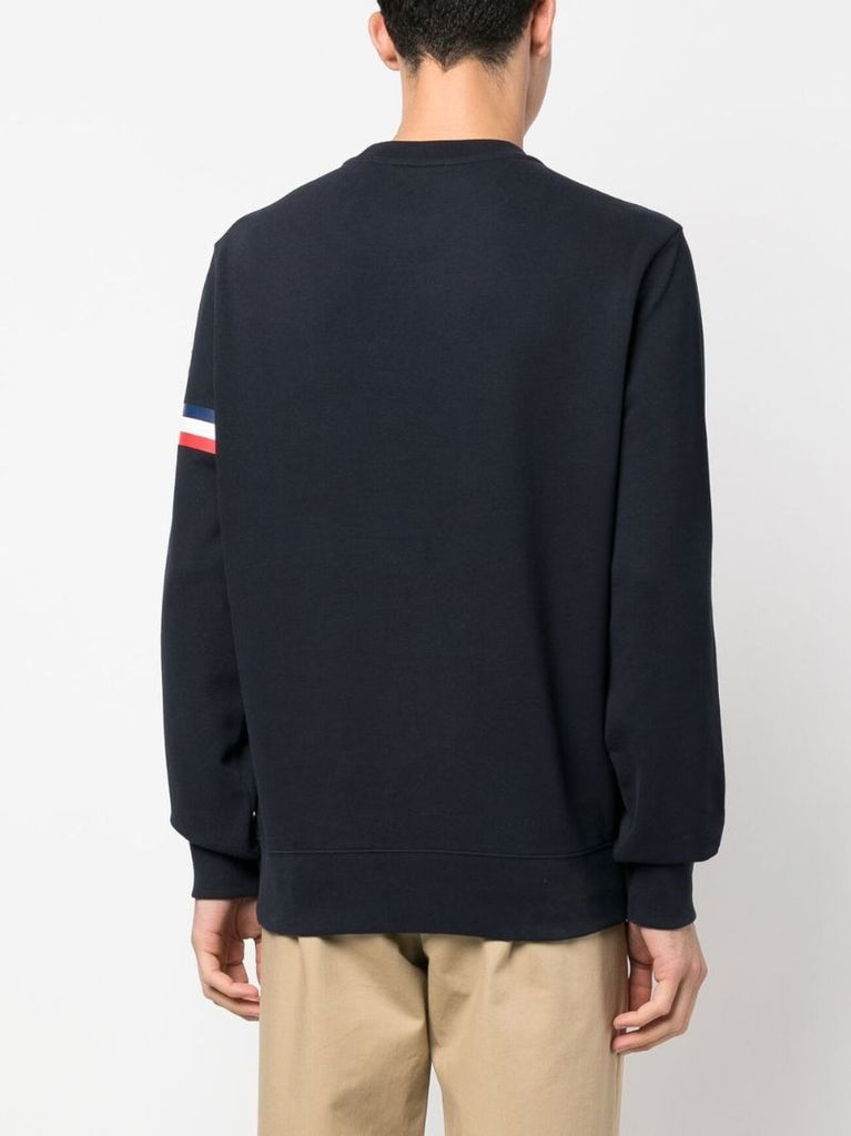 Blue Logo Print Stripe Sweatshirt