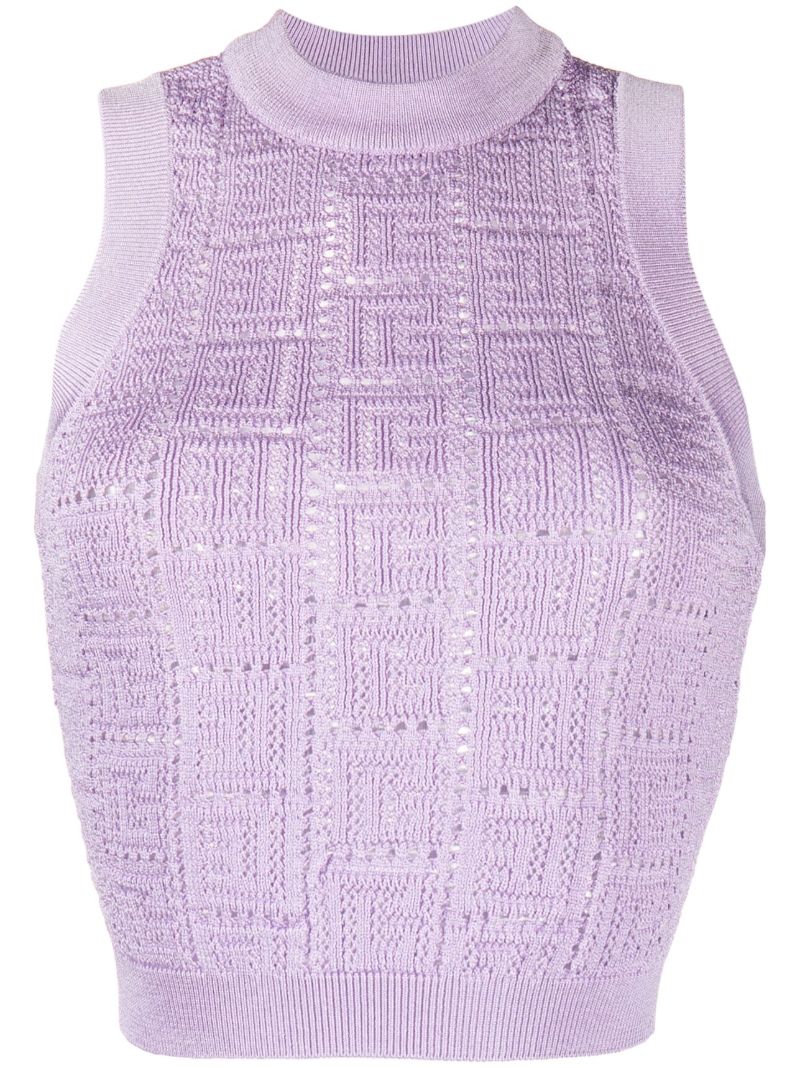 Purple Sleeveless Cropped Top