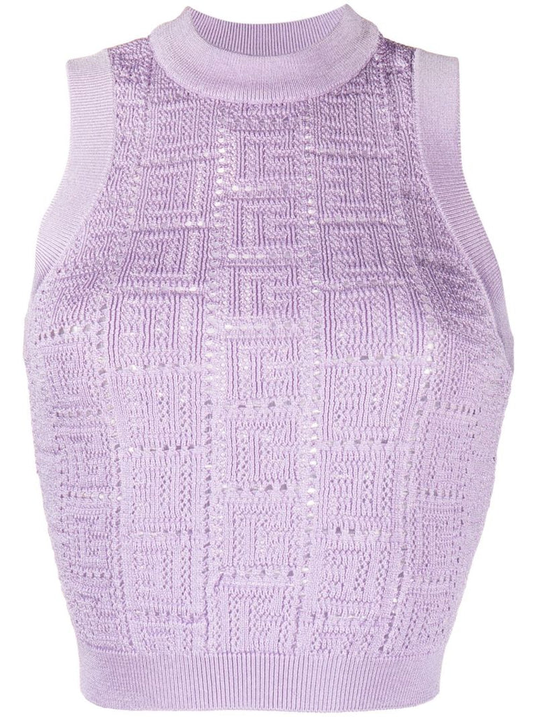 Purple Sleeveless Cropped Top