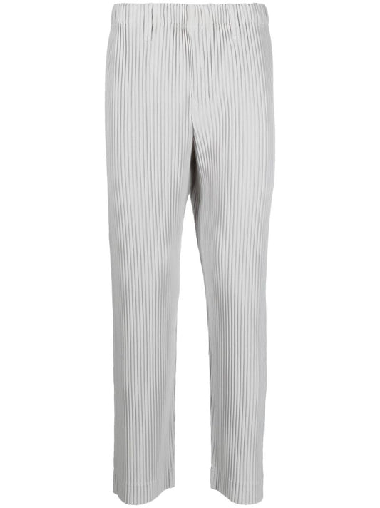 Light Grey Micro Pleated Slim Trousers