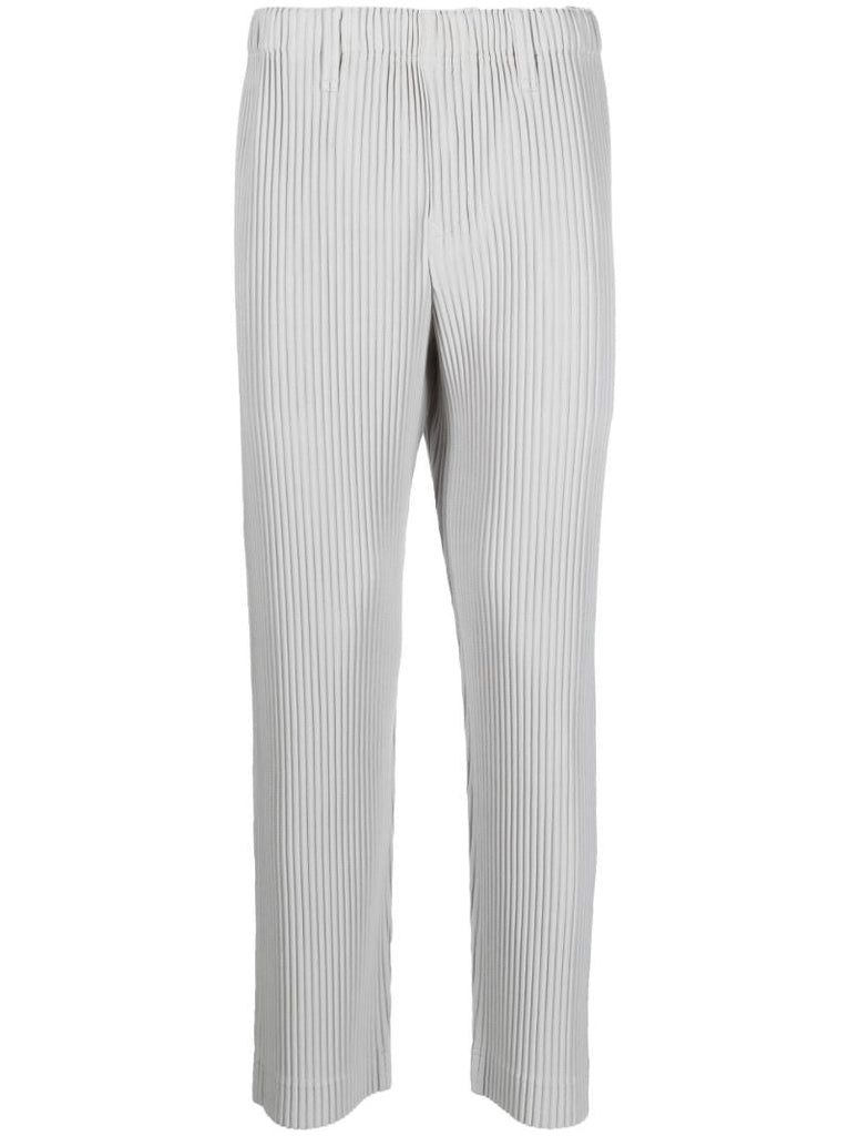 Light Grey Micro Pleated Slim Trousers