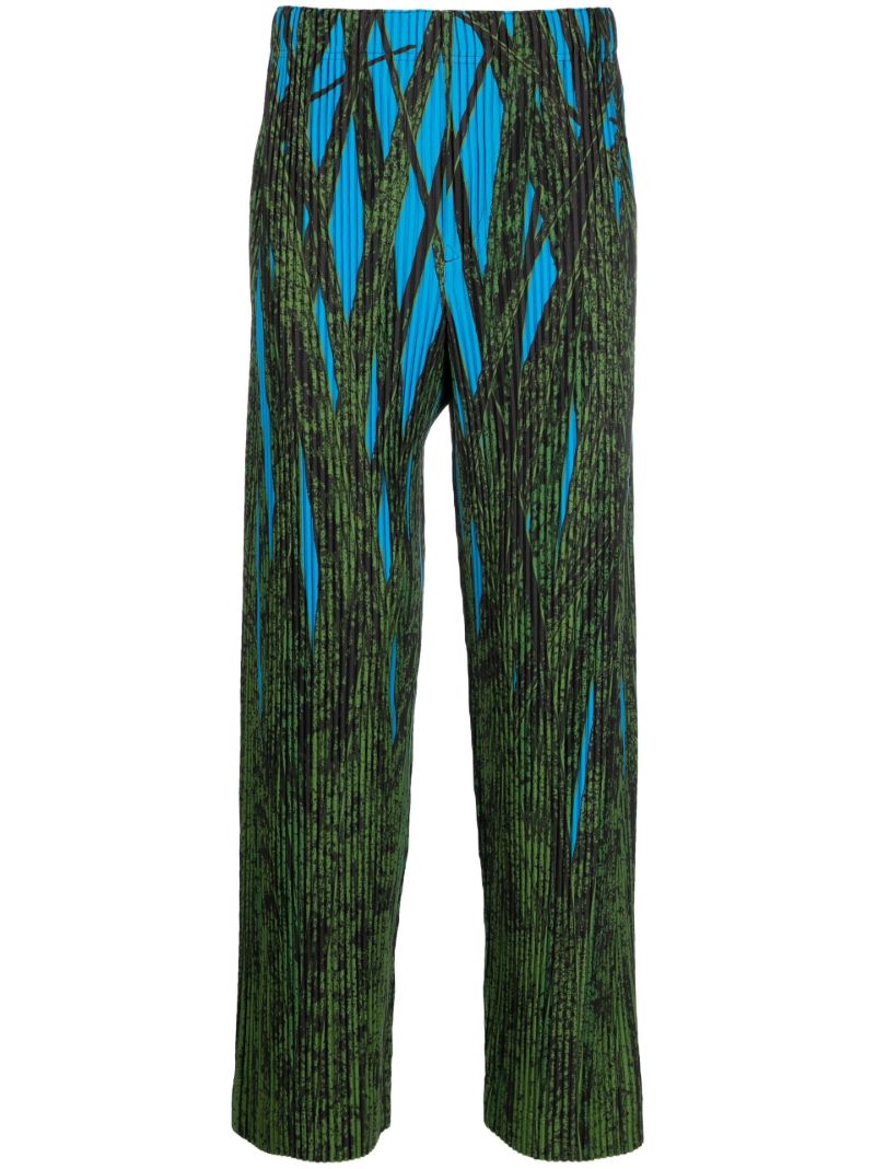 Green and Blue Grass Field Micro Pleat Trousers