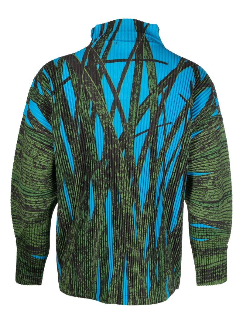 Green Graphic Print Pleated Jacket