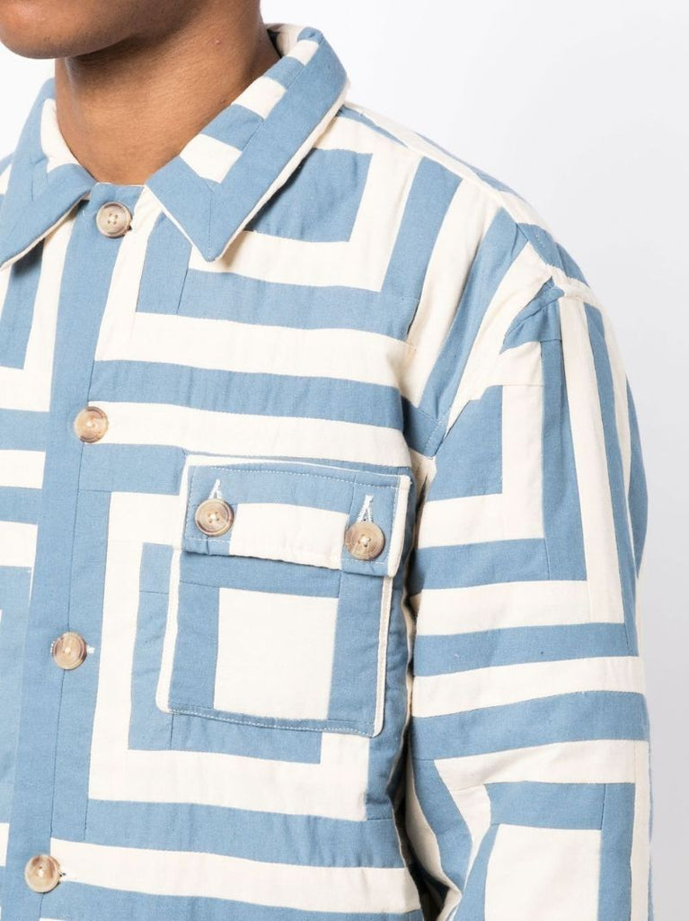 Blue White House Steps Reversible Quilted Jacket
