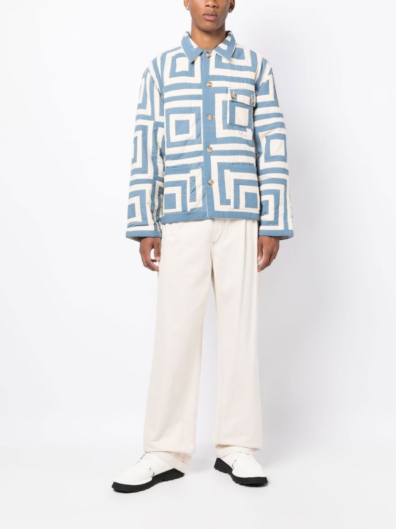 Blue White House Steps Reversible Quilted Jacket