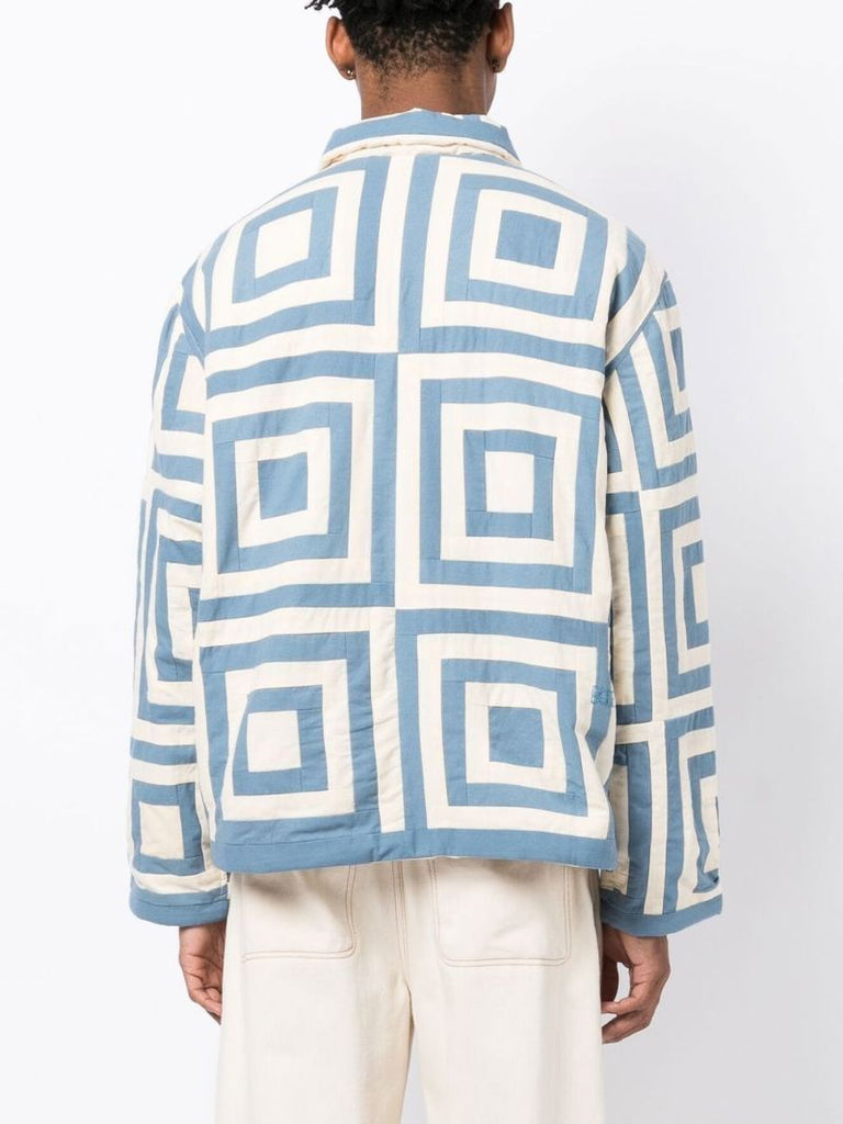 Blue White House Steps Reversible Quilted Jacket