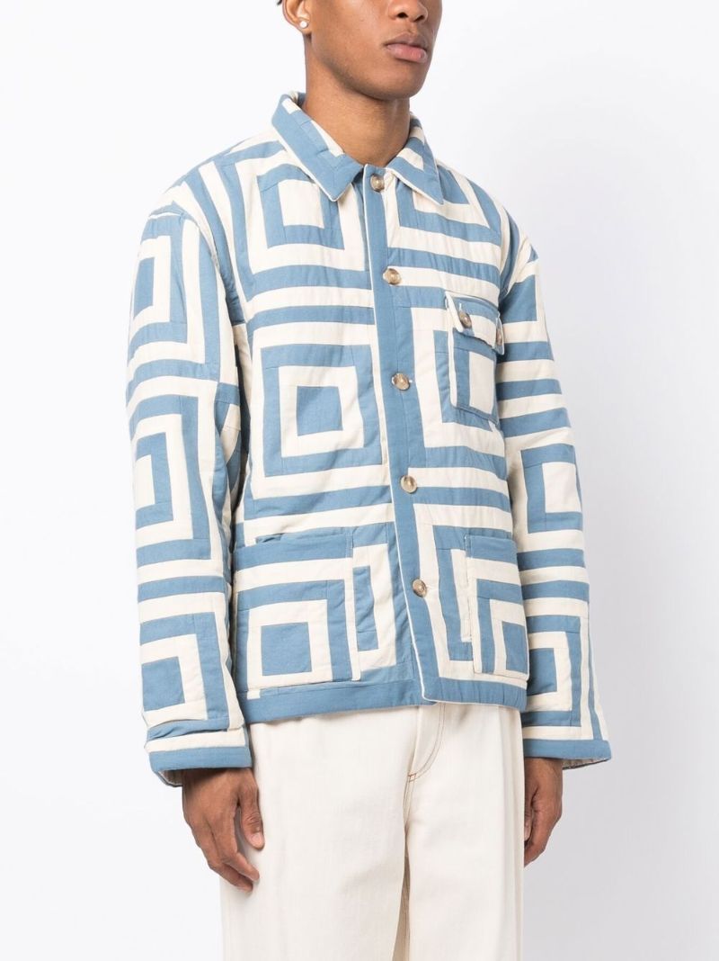 Blue White House Steps Reversible Quilted Jacket