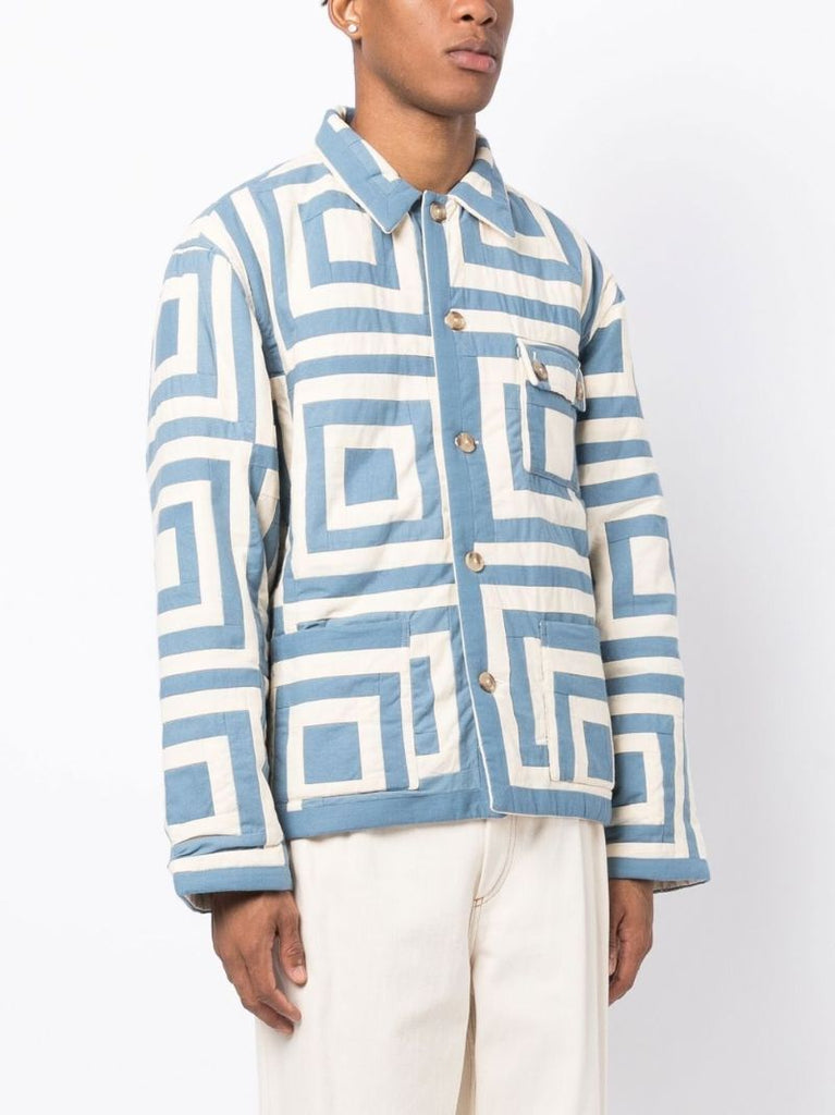 Blue White House Steps Reversible Quilted Jacket