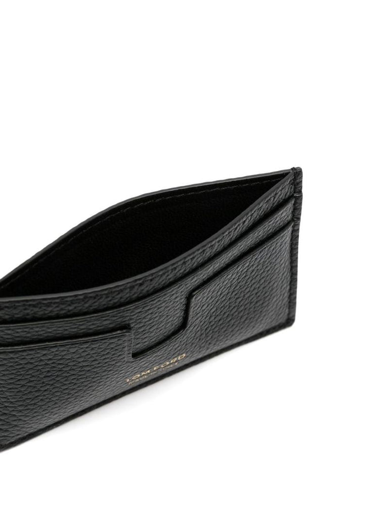 Black and Red Pebbled Leather Card Holder