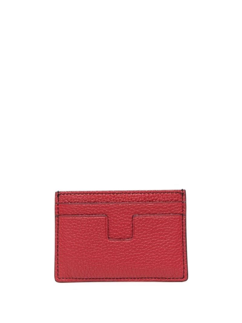 Black and Red Pebbled Leather Card Holder