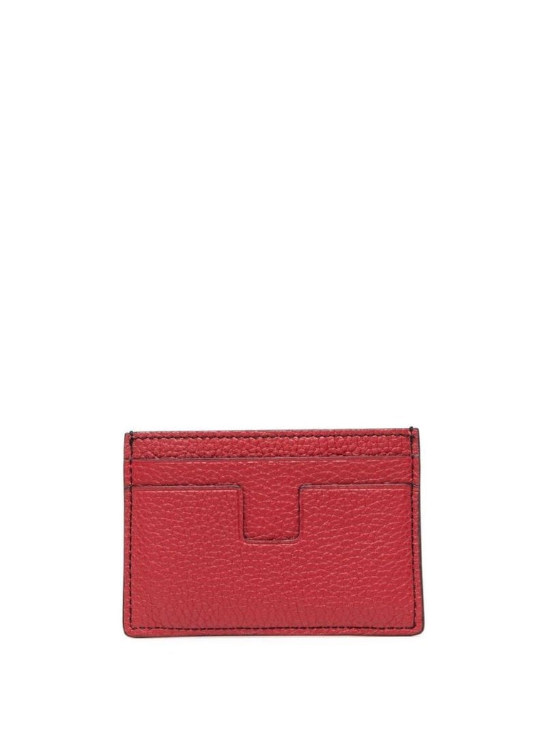 Black and Red Pebbled Leather Card Holder