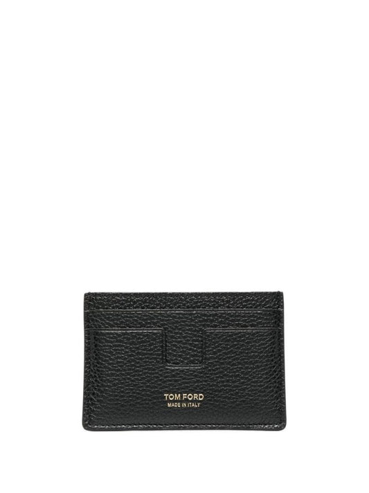 Black and Red Pebbled Leather Card Holder