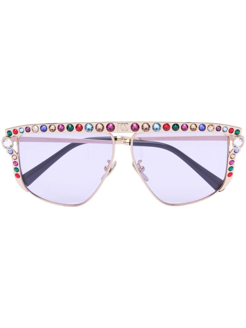 Gold-tone Crystal-embellished Sunglasses
