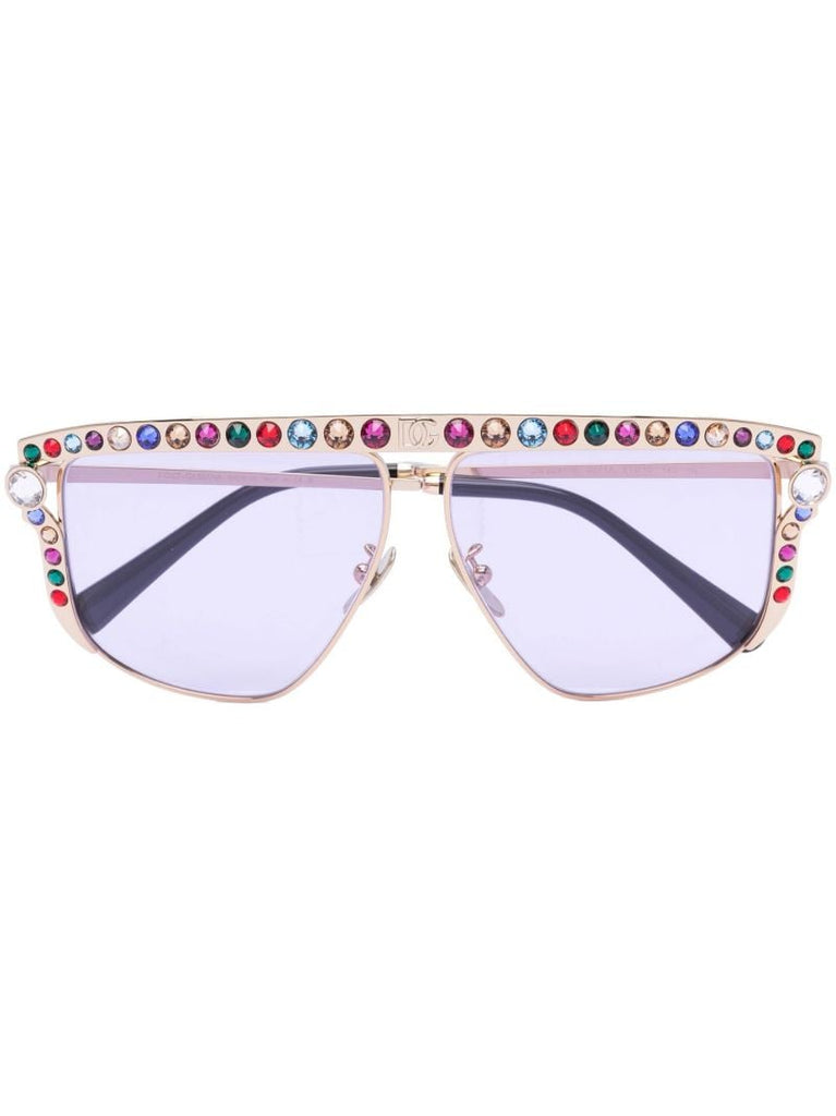 Gold-tone Crystal-embellished Sunglasses