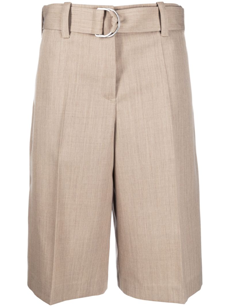 Beige Tailored Knee-length Shorts
