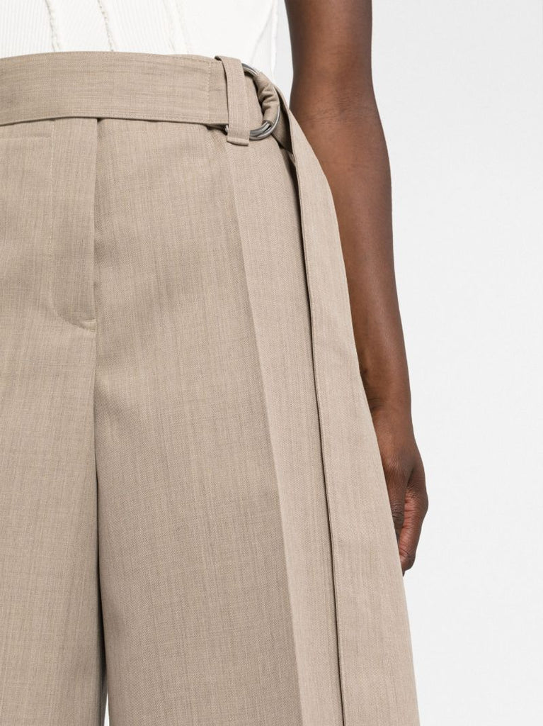 Beige Tailored Knee-length Shorts
