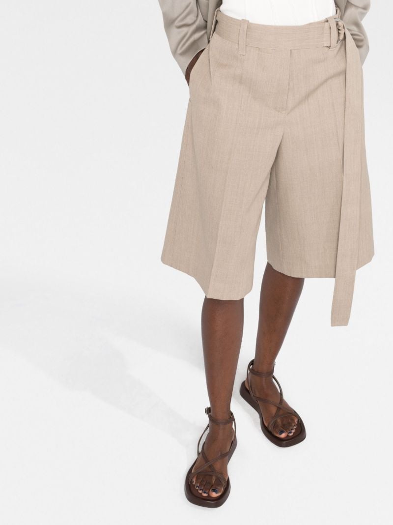 Beige Tailored Knee-length Shorts
