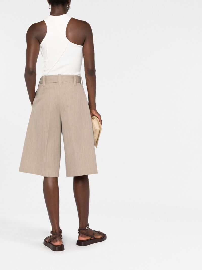 Beige Tailored Knee-length Shorts