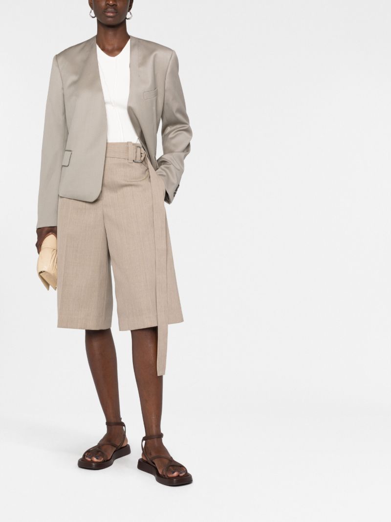 Beige Tailored Knee-length Shorts