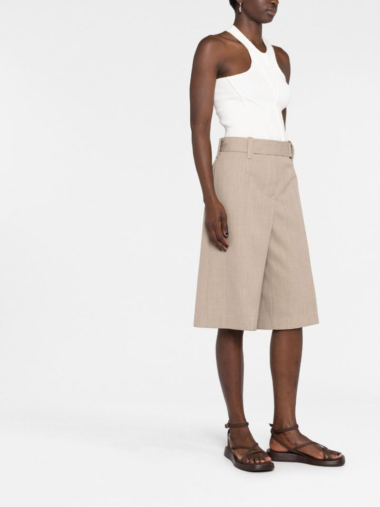 Beige Tailored Knee-length Shorts