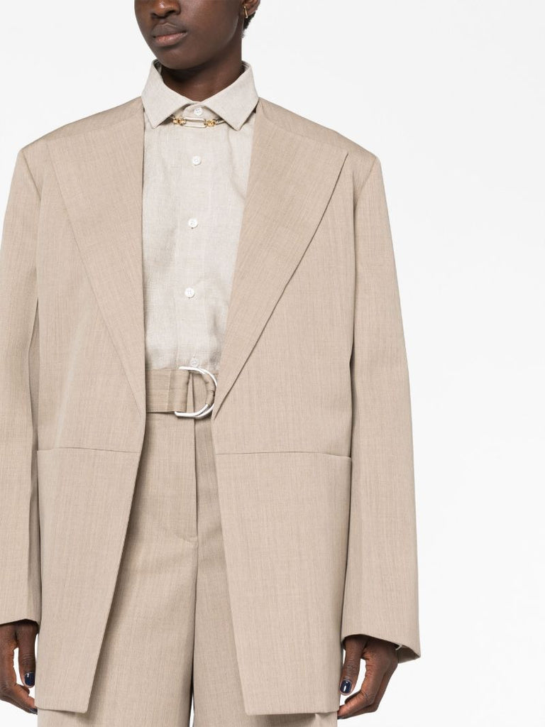 Neutral Oversized Wool Jacket
