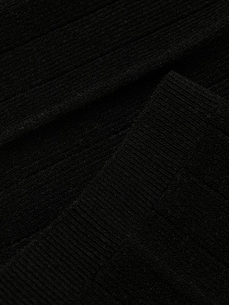 Black Buttoned Knitted Mini Dress