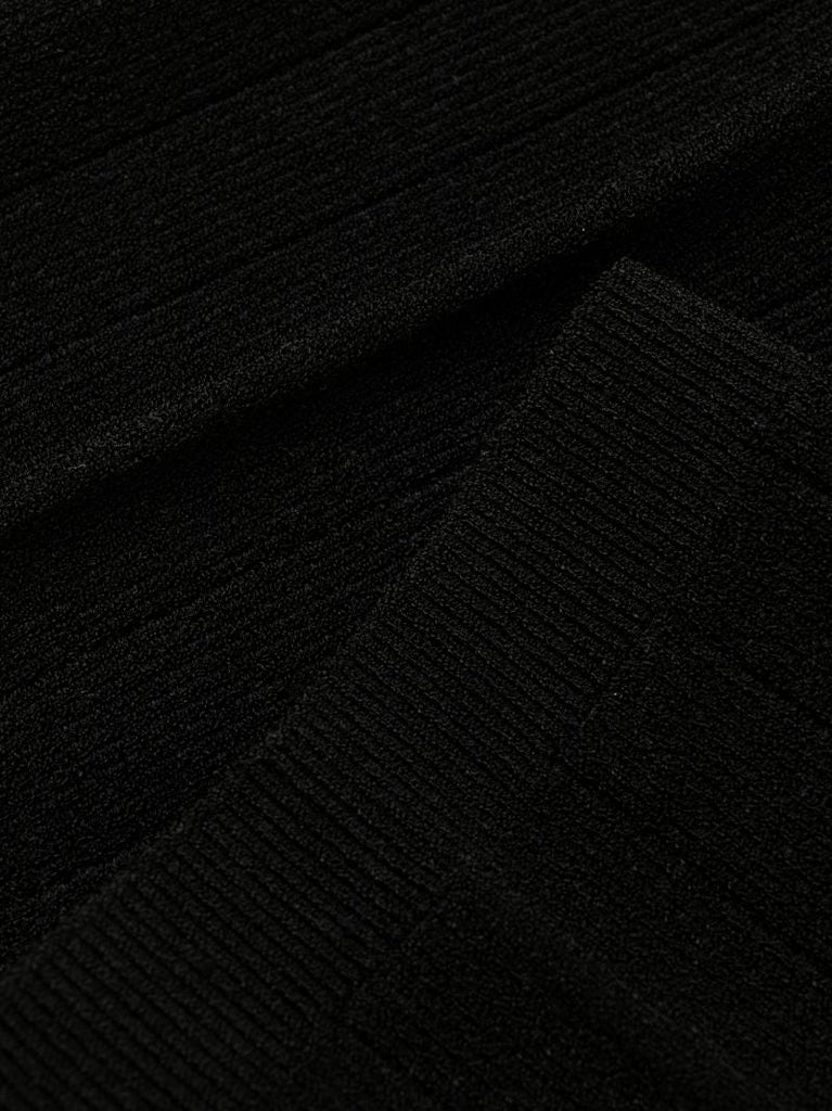 Black Buttoned Knitted Mini Dress