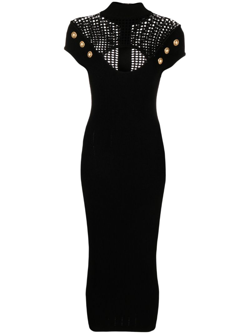 Black Buttoned Knitted Mini Dress