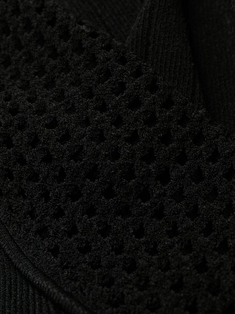 Black Buttoned Knitted Mini Dress