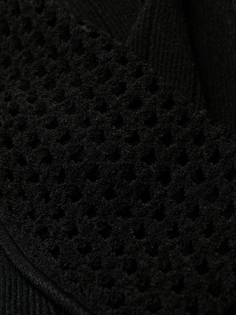 Black Buttoned Knitted Mini Dress
