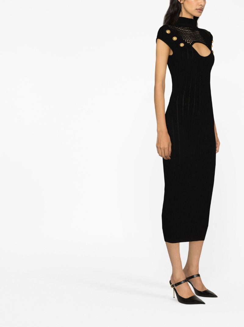 Black Buttoned Knitted Mini Dress