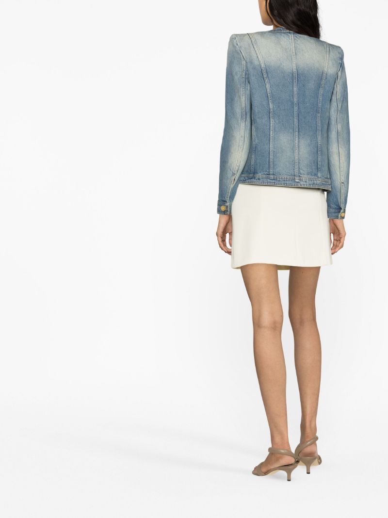 Blue Collarless Denim Jacket