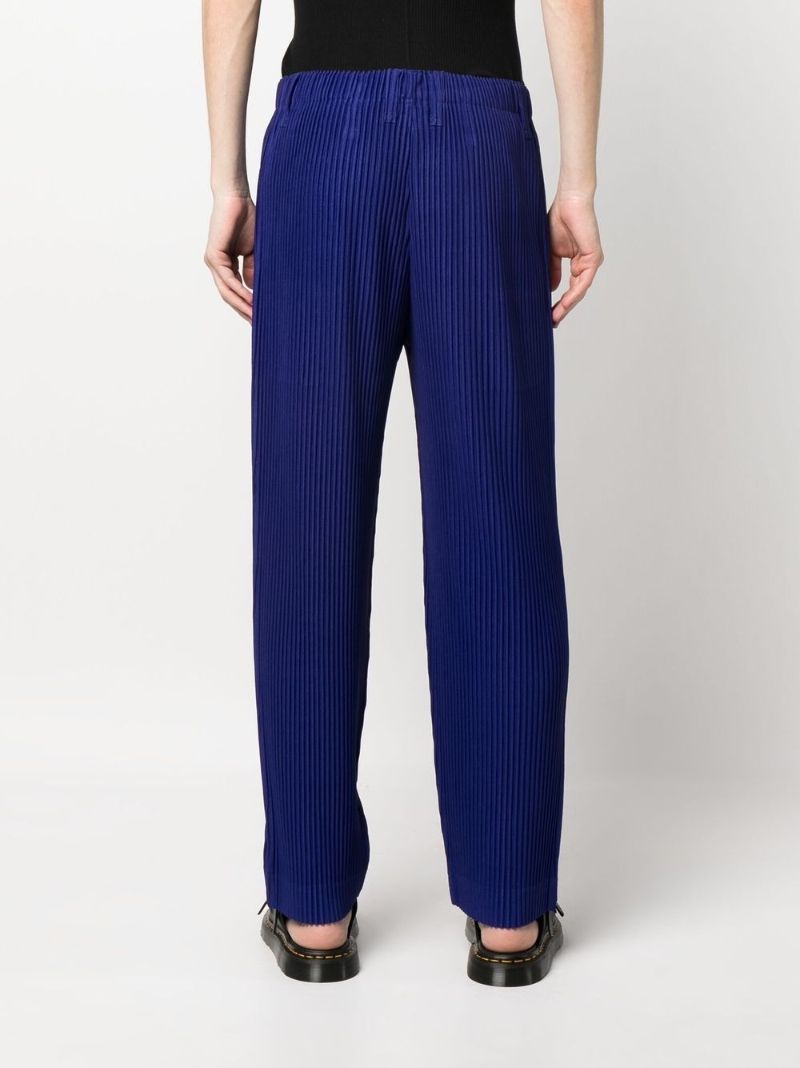 Blue Tailored Pleats 1 Straight-leg PlissÃ_x0083_Â© Trousers