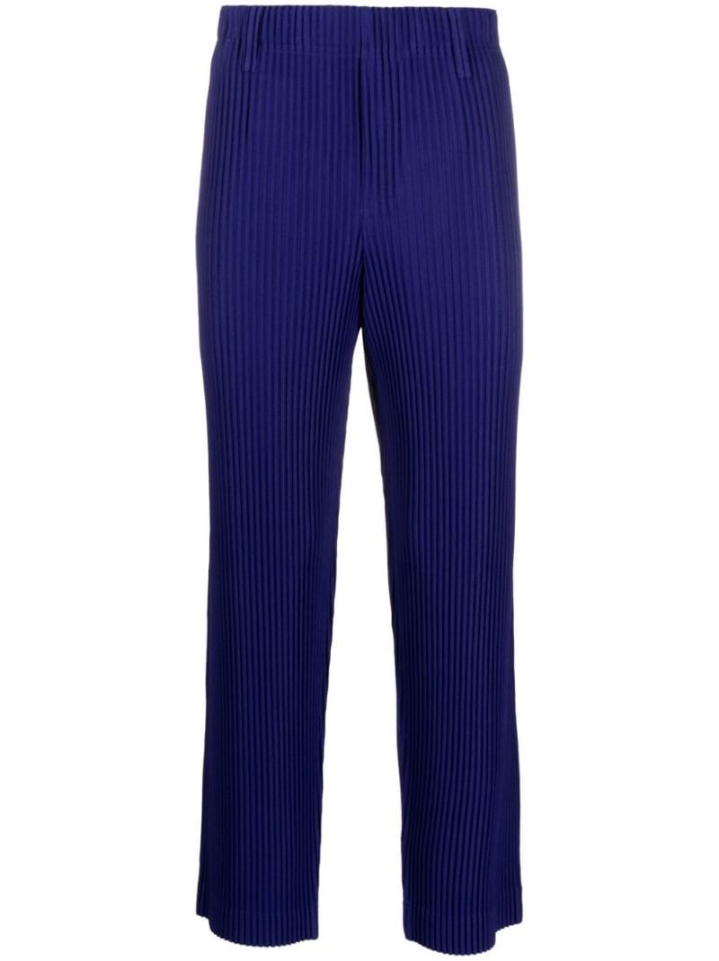 Blue Tailored Pleats 1 Straight-leg PlissÃ_x0083_Â© Trousers