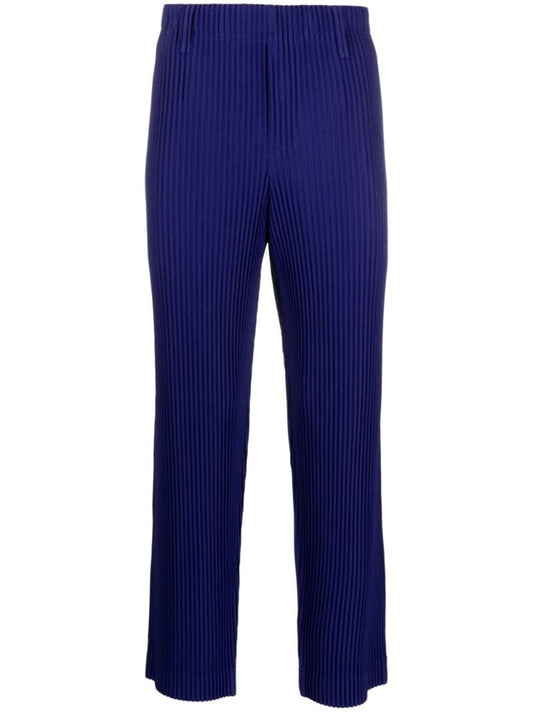 Blue Tailored Pleats 1 Straight-leg PlissÃ_x0083_Â© Trousers