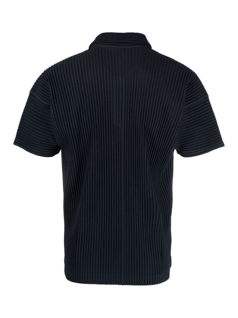 Blue Pleated Polo Shirt