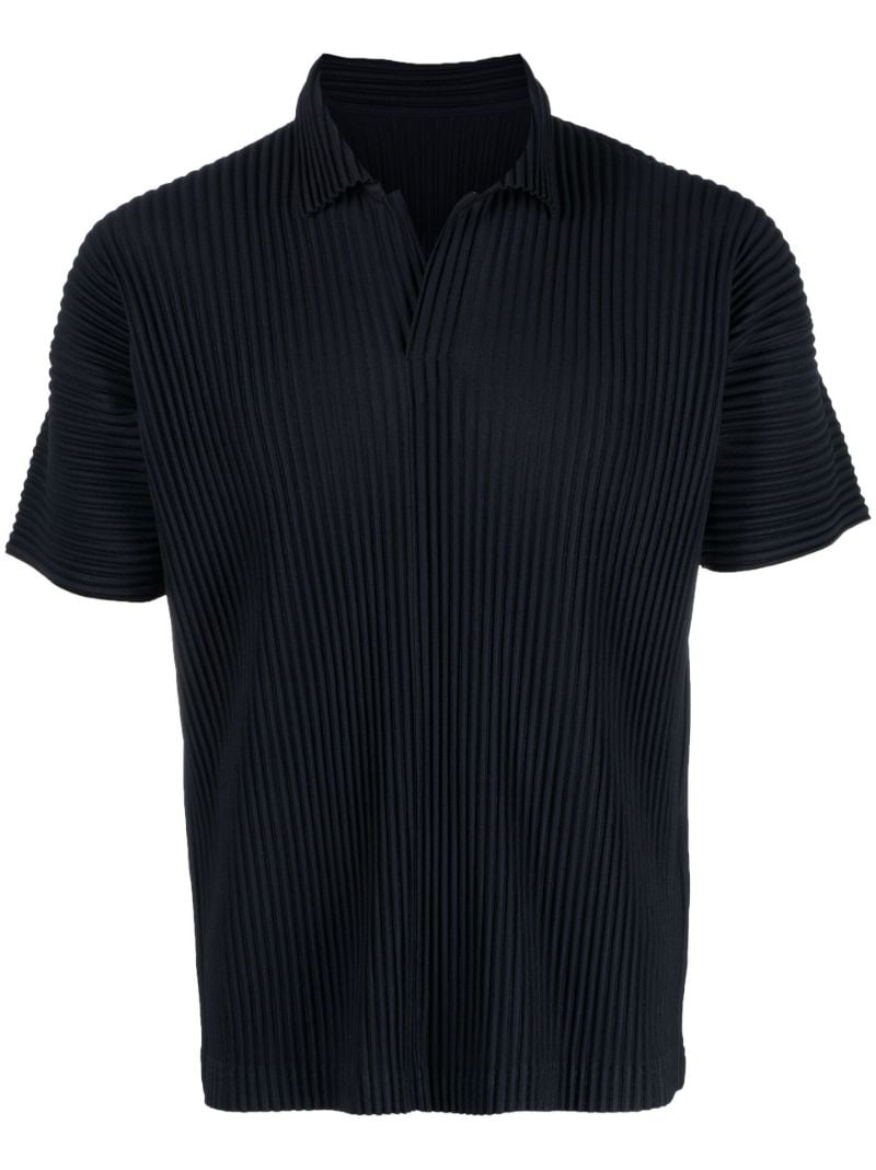 Blue Pleated Polo Shirt