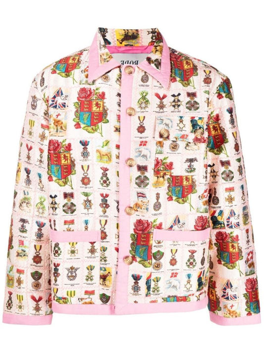Pink Tobacco Signet Printed Quilted Jacket