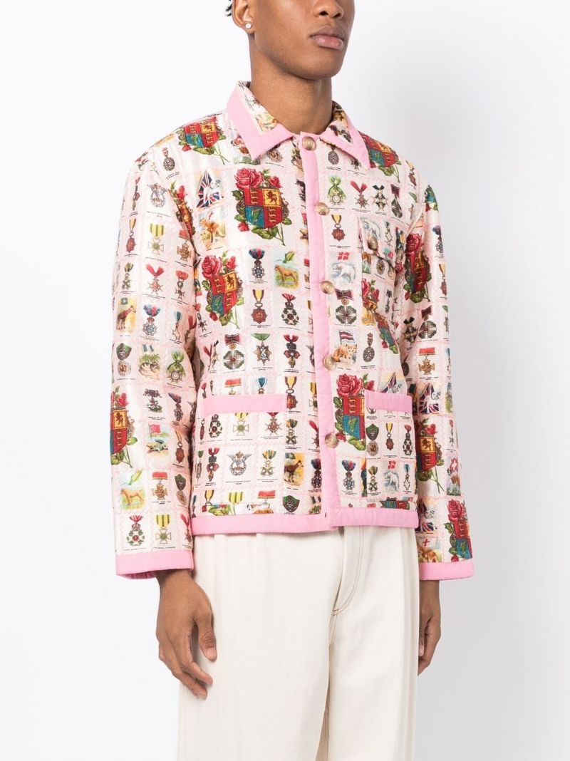 Pink Tobacco Signet Printed Quilted Jacket