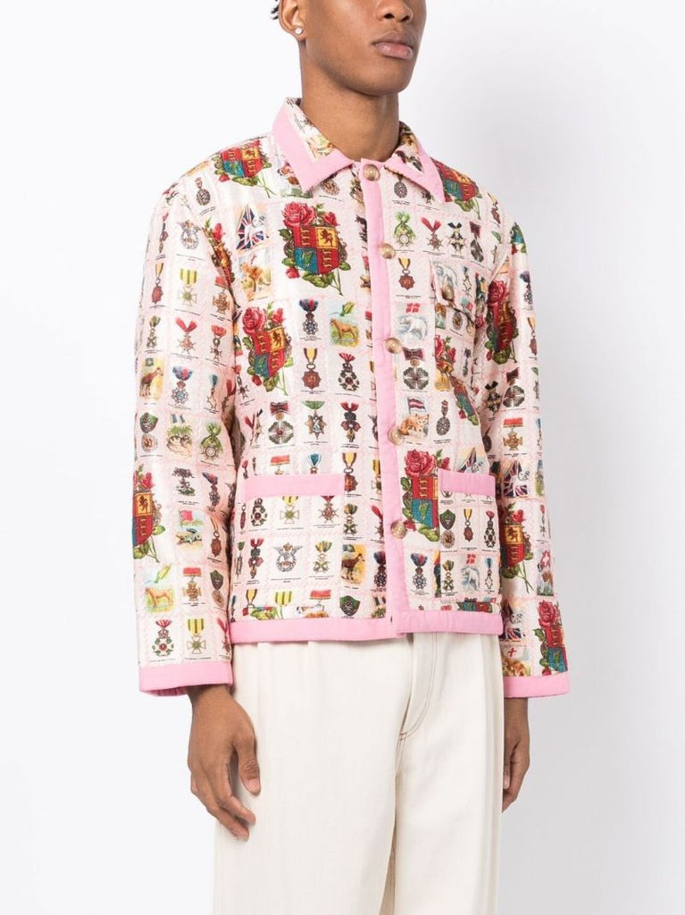 Pink Tobacco Signet Printed Quilted Jacket